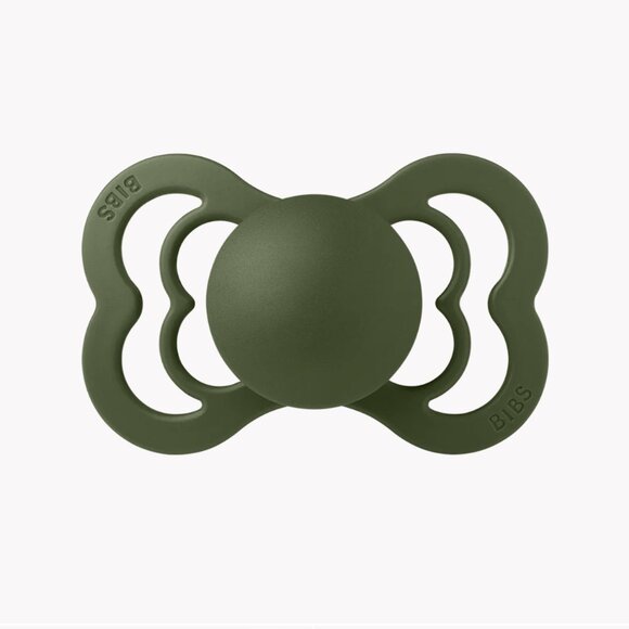 BIBS Supreme Pacifier Pack of 2 - Natural Rubber - Olive - 0-6 Months - Picture 1 of 4